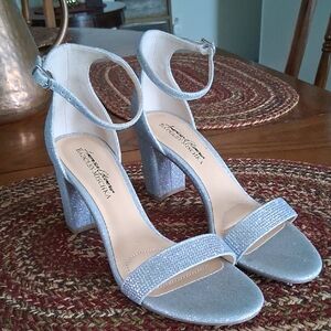 Badgley Mischka Glittering Silver Block Heels